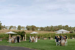 Wine Barrel + Beige Umbrella