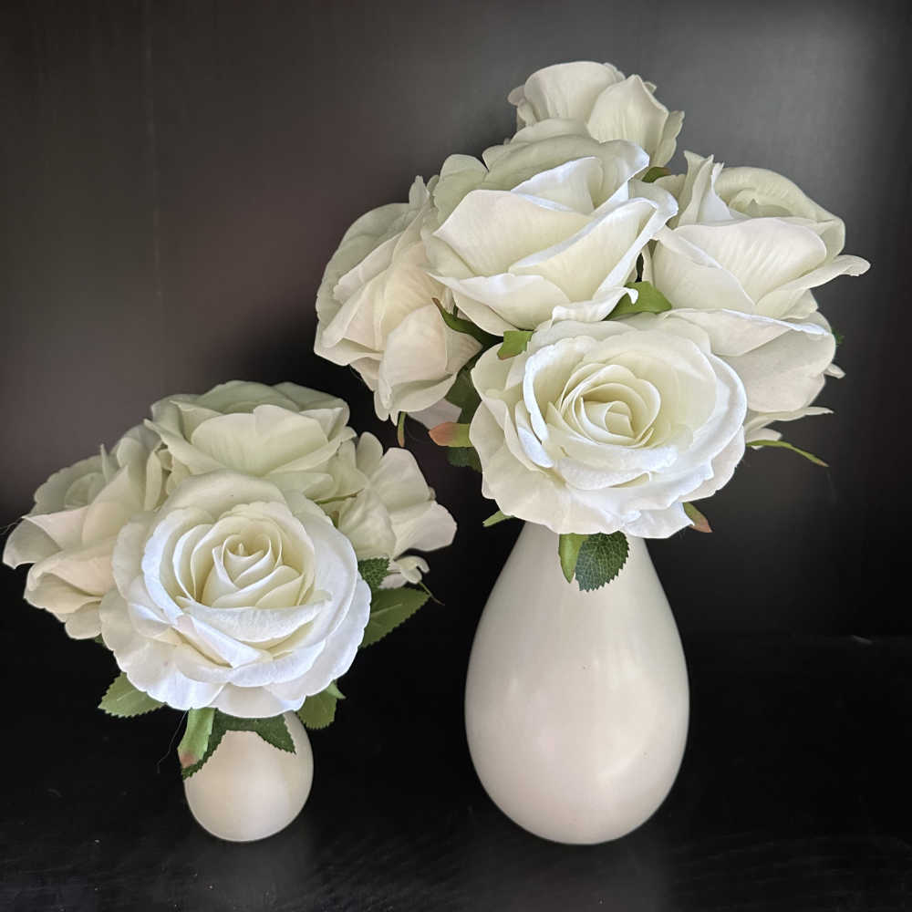 White Roses Arrange Faux White Rose Arrangement | Country Charm Event Hire