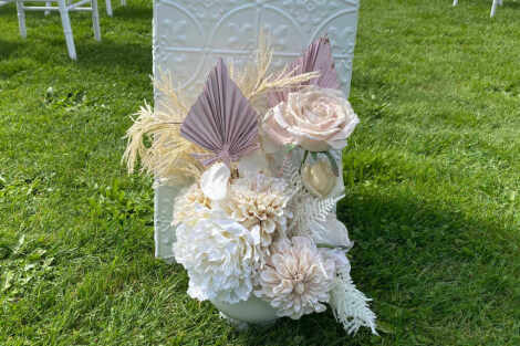 Dusty Pink & White Potted Arrangement