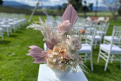 Dusty Pink & White Potted Arrangement