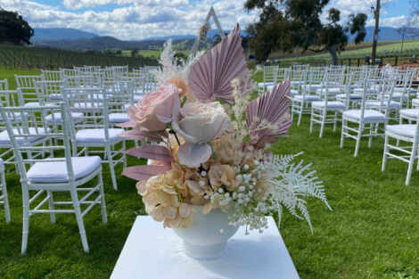 Dusty Pink & White Potted Arrangement