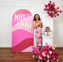 'Miss to Mrs' Pink Arch Backdrop (S)