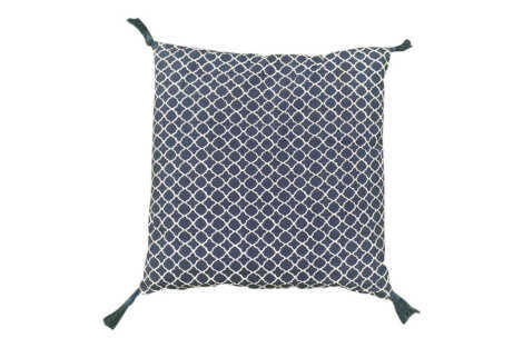 Navy Blue Tassel Cushion - 50cm