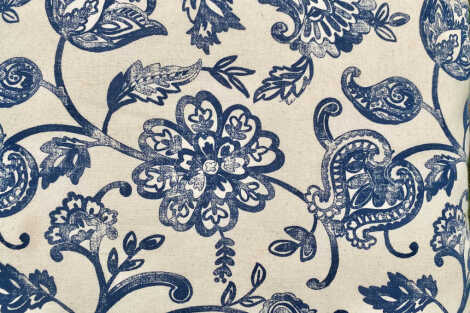 White & Blue Print Cushion - 50cm