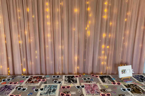 Blush Pink Draping with Fairy Lights