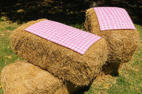 Pink & White Gingham Hay Bale Cover
