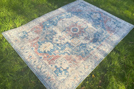 Faded Blue, Terracotta & Cream Rug (M) 2.3m x 1.6m
