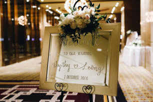 A classy welcome display for a Crown Casino wedding