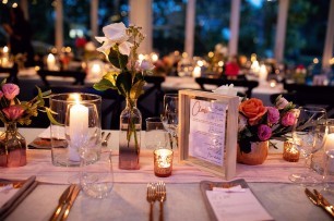 Rose gold wedding table styling