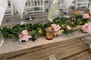 Rustic tables & décor for a dinner celebration