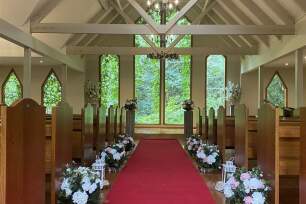 Florals inside the chapel at Tatra, Mount Dandenong