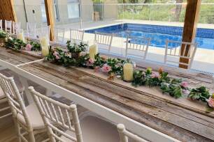 Rustic tables for a home birthday celebration 