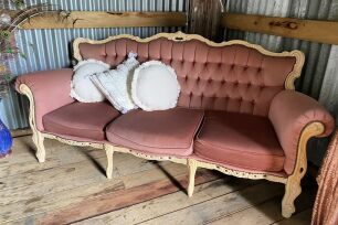 Vintage 3-seater lounge in dusty pink