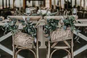 Rustic Bride & Groom chair signs 