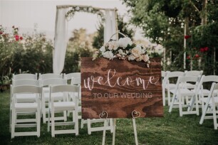 A rustic ceremony setup at Elmswood Estate, Yarra Valley