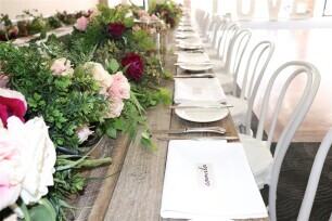 Wooden rustic tables at Mulgrave Country Club