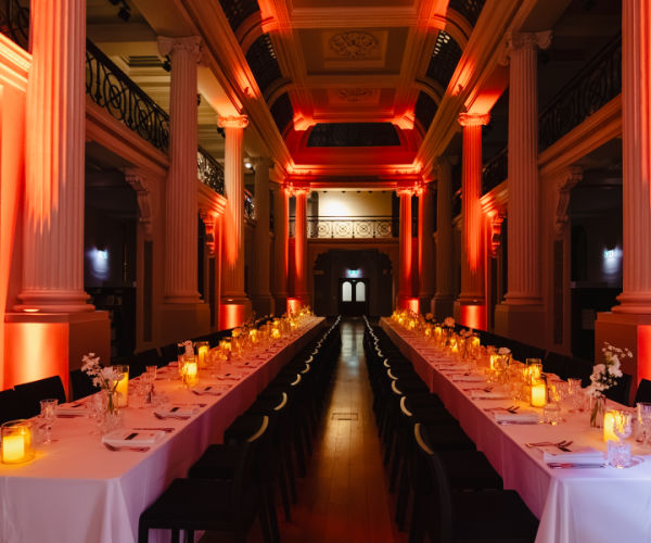 Tables setup for a Gala Dinner at the State Library Melbourne