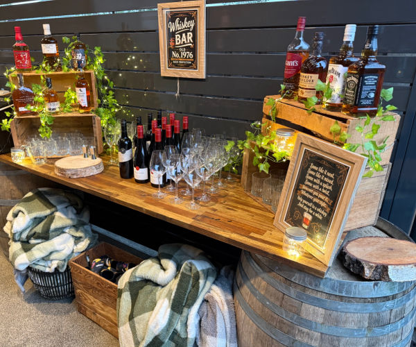 Whiskey Bar setup for a home 40th Birthday